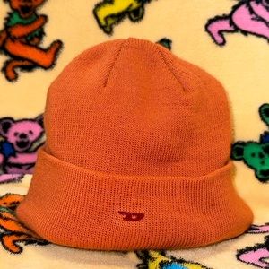DIESEL children's orange beanie with logo on front, o/s